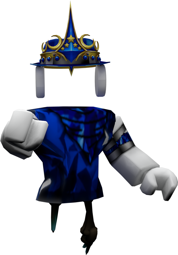 A Blue And White Toy Figure With A Crown And A Blue Shirt