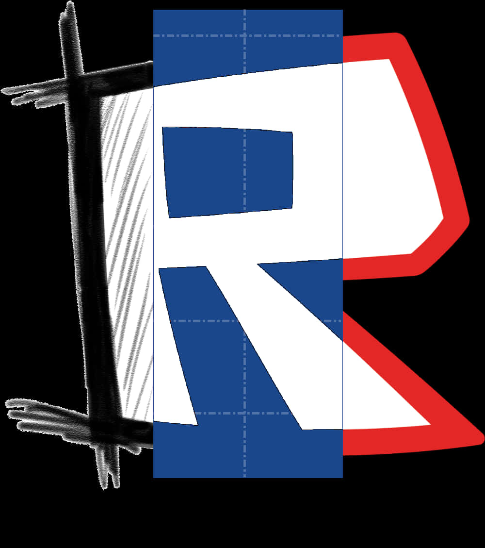 A Blue And White Letter R