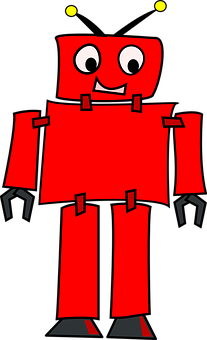 A Cartoon Of A Red Robot