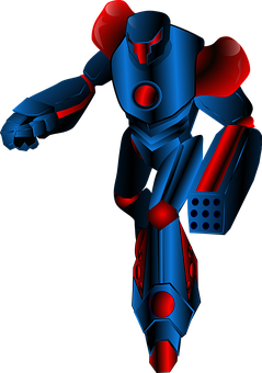 A Blue And Red Robot