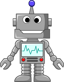 A Cartoon Robot With A Screen