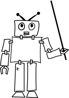 Robot Drawing Holding A Stick