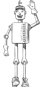 A Black And White Drawing Of A Robot