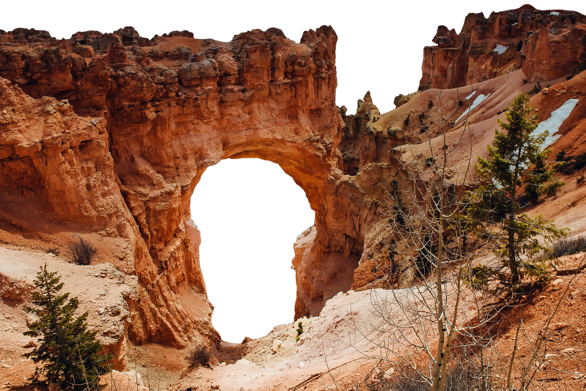 A Rock Formation With A Hole In The Middle With Bryce Canyon National Park In The Background