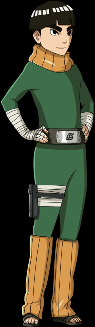A Cartoon Of A Person Wearing A Green Outfit