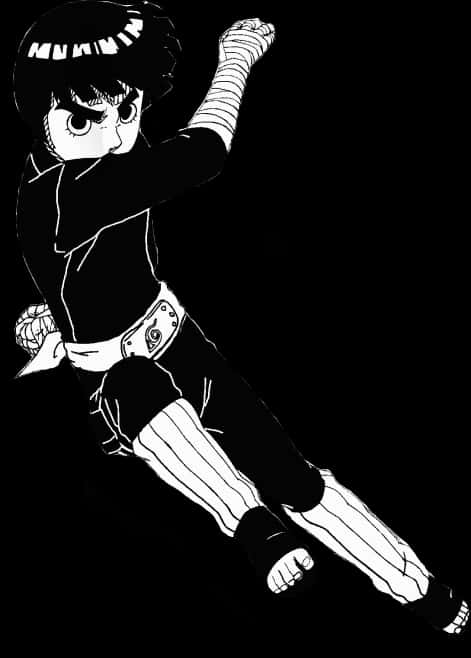 Rock Lee In Black And White
