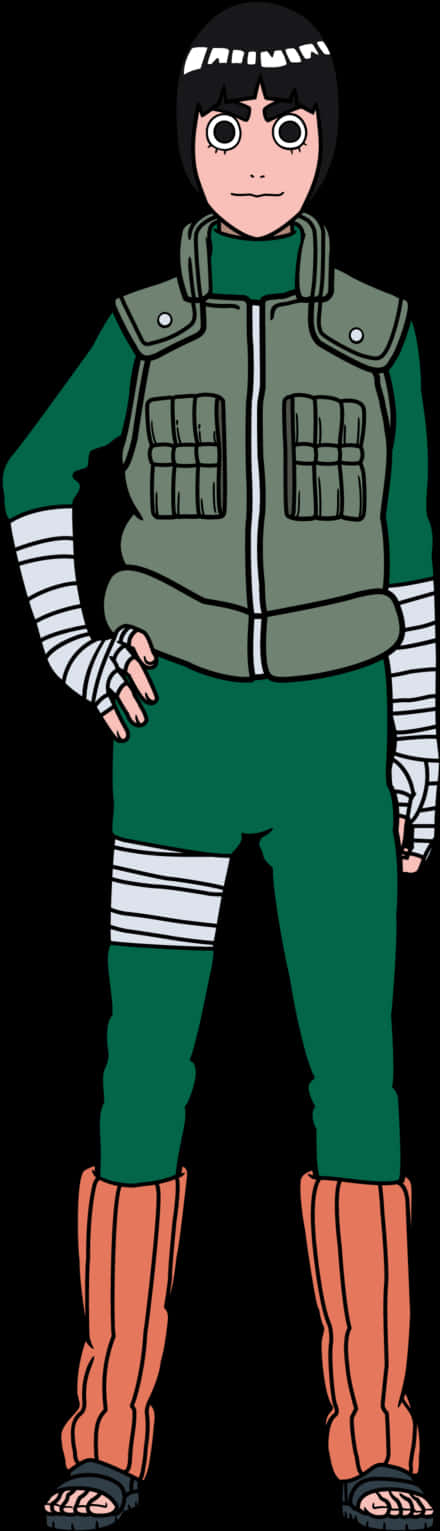 A Cartoon Of A Man Wearing A Green Outfit