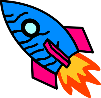 A Cartoon Rocket With A Fire