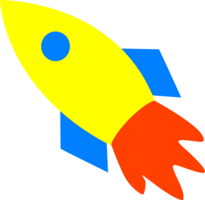 A Yellow Rocket With Blue And Red Wings