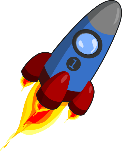 A Cartoon Rocket With Fire