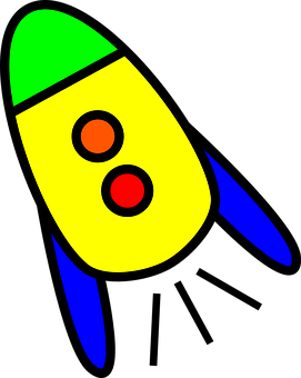 A Cartoon Rocket With Two Dots