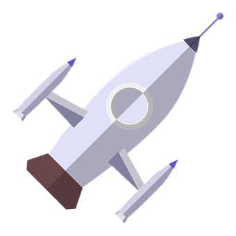 A Cartoon Rocket With Blue Pens