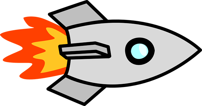 A Cartoon Rocket With Fire Coming Out Of It