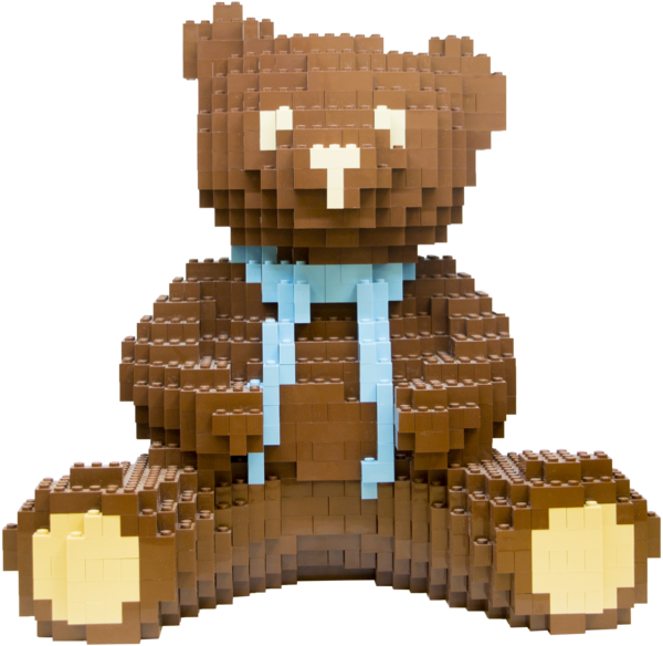 A Brown Teddy Bear Made Of Building Blocks