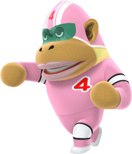 A Cartoon Monkey Wearing A Pink Uniform And Sunglasses
