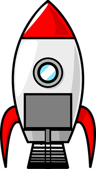 A Cartoon Rocket With Red And White Rocket