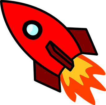 A Cartoon Rocket With A Fire Coming Out Of It