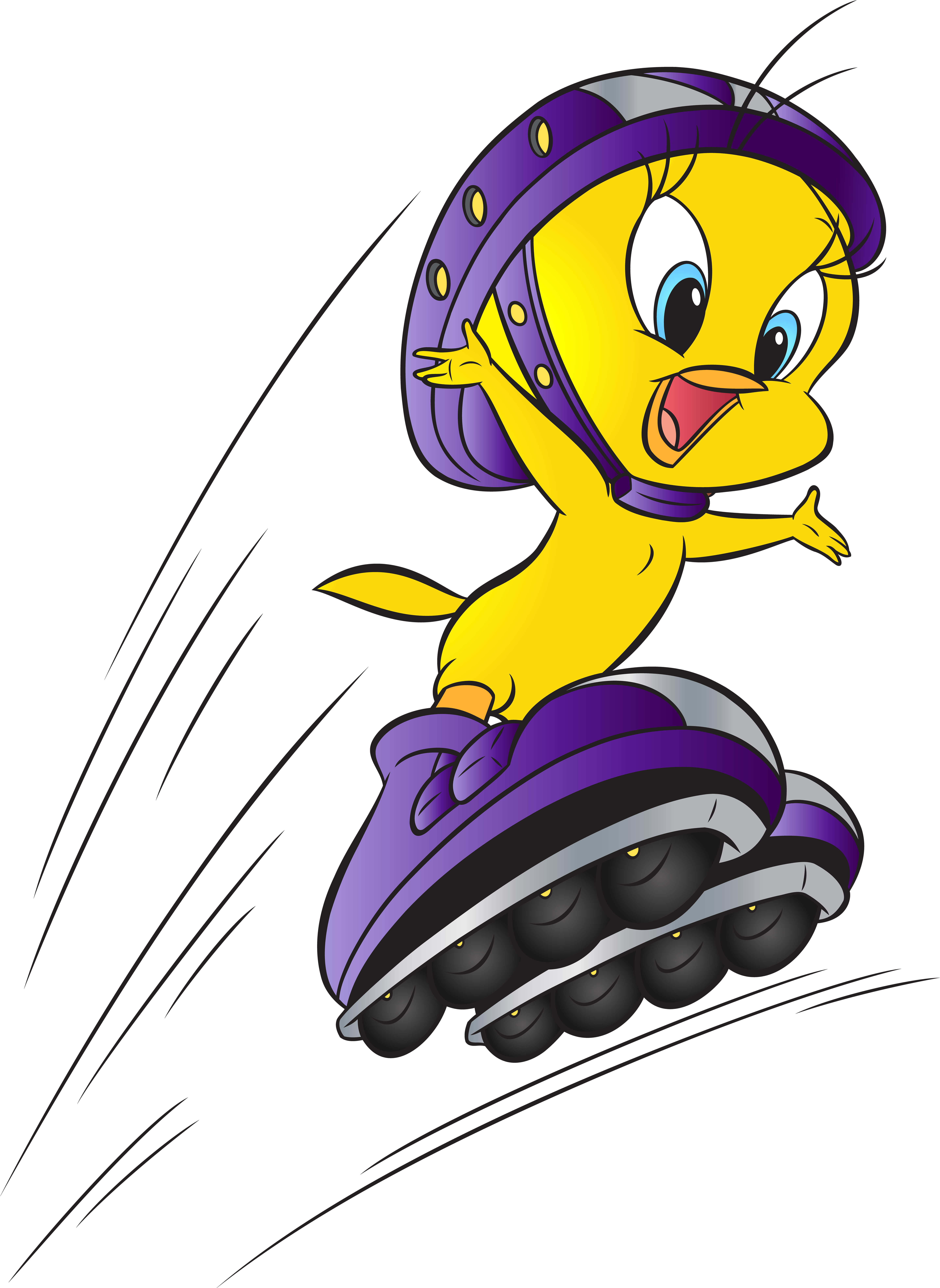 Cartoon Bird On Roller Skates