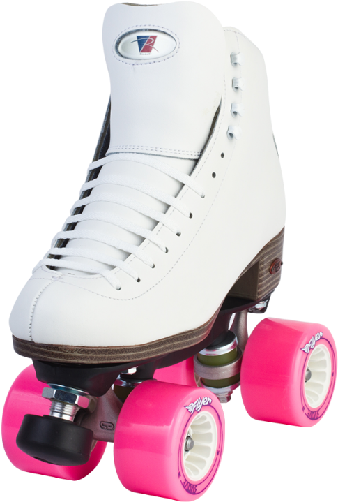 A White Roller Skate With Pink Wheels