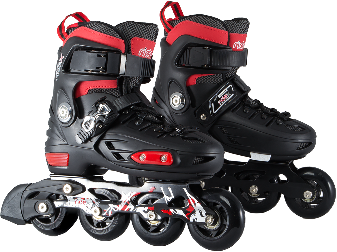A Pair Of Black And Red Roller Skates
