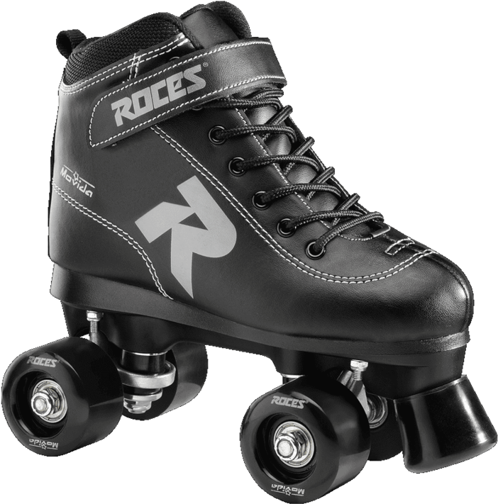 A Black Roller Skate With Four Wheels
