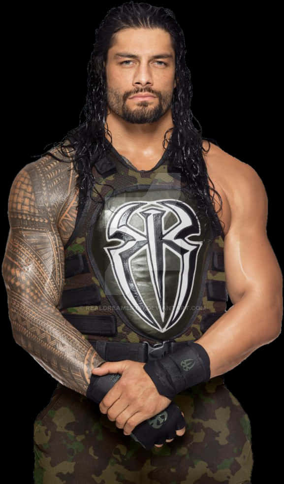Roman Reigns With His Hands Together