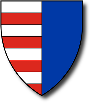 A Blue And Red Striped Shield