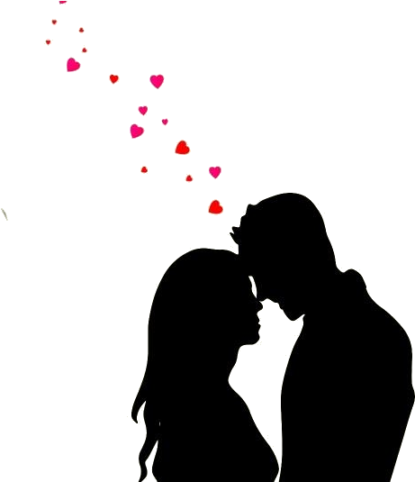 A Silhouette Of A Man And Woman Kissing