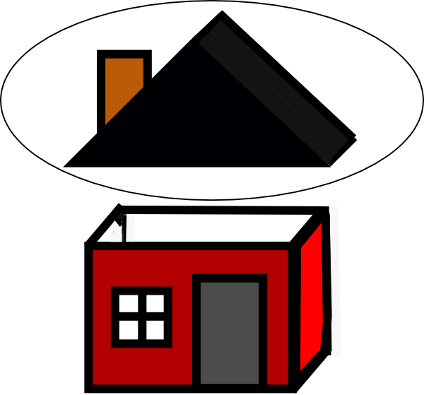 A Red House With A Black Roof