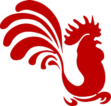 A Red Rooster On A Black Background