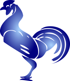 A Blue Rooster On A Black Background