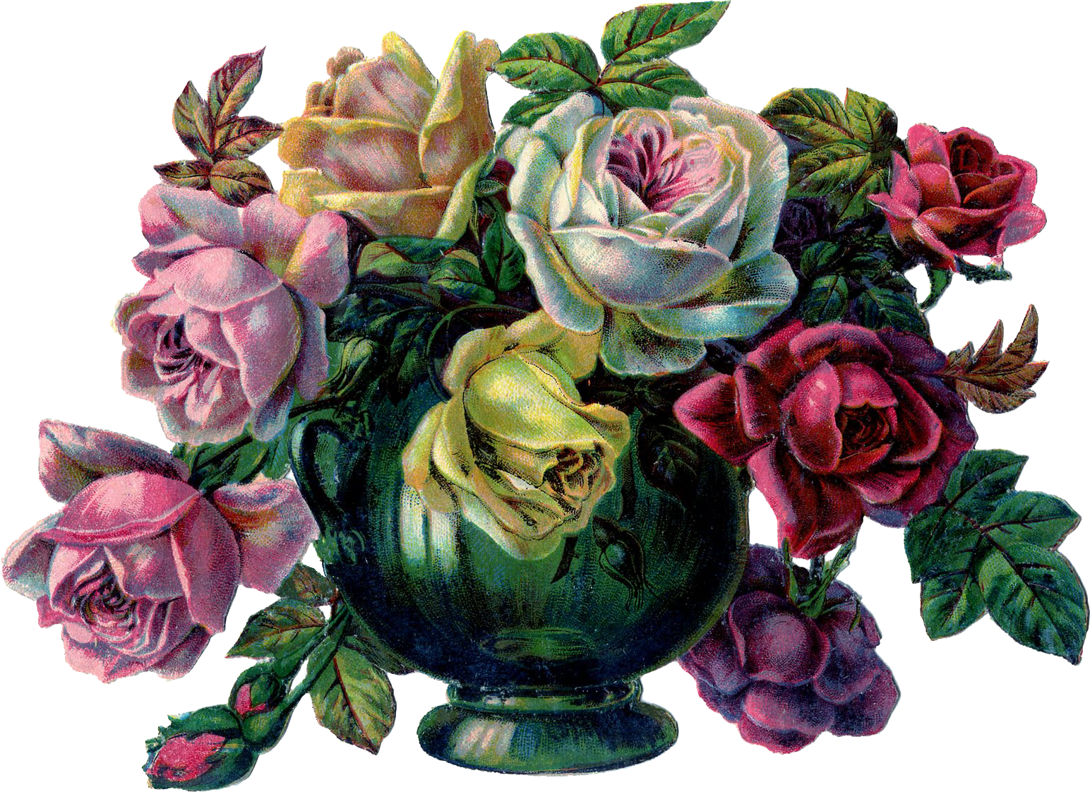 A Vase Of Flowers With Leaves