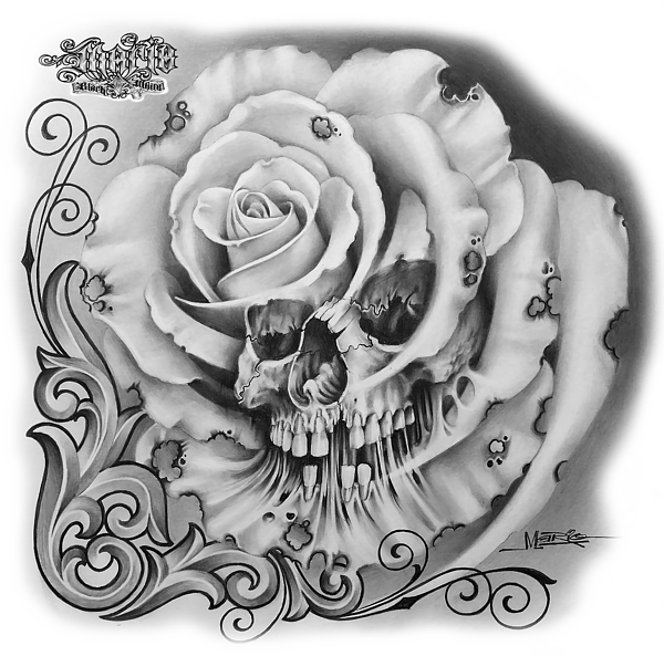 A Skull And Rose Tattoo