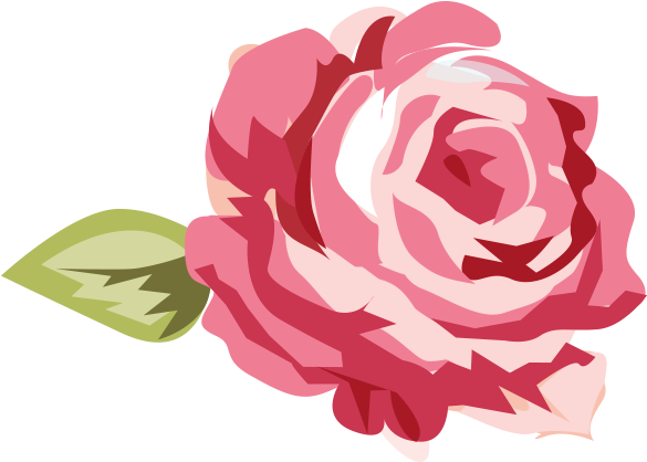 A Pink Rose With Green Leaf