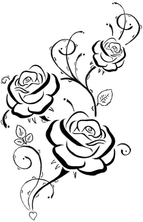 A Black And White Drawing Of Roses