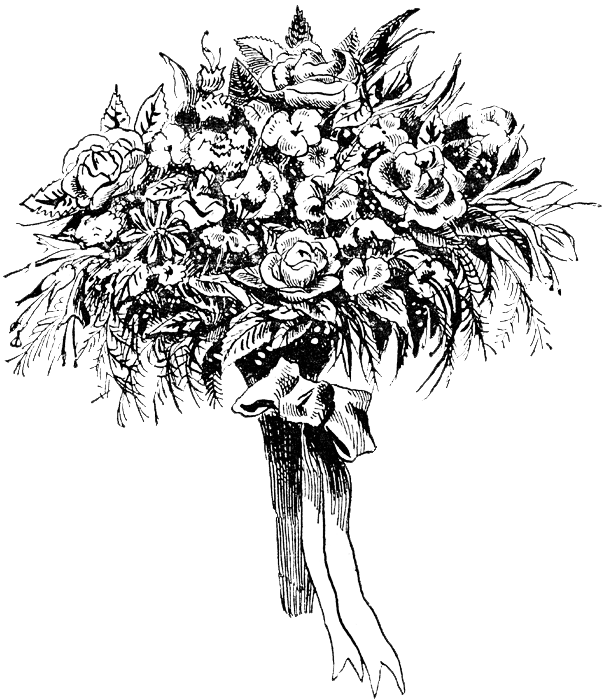 A Black And White Drawing Of A Bouquet Of Flowers