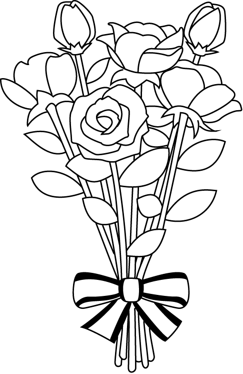 A Black And White Drawing Of Flowers