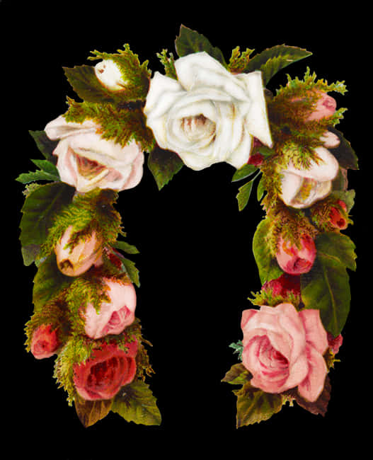 Rose Flower Frame Horse Shoe Shaped - Garden Roses, Hd Png Download