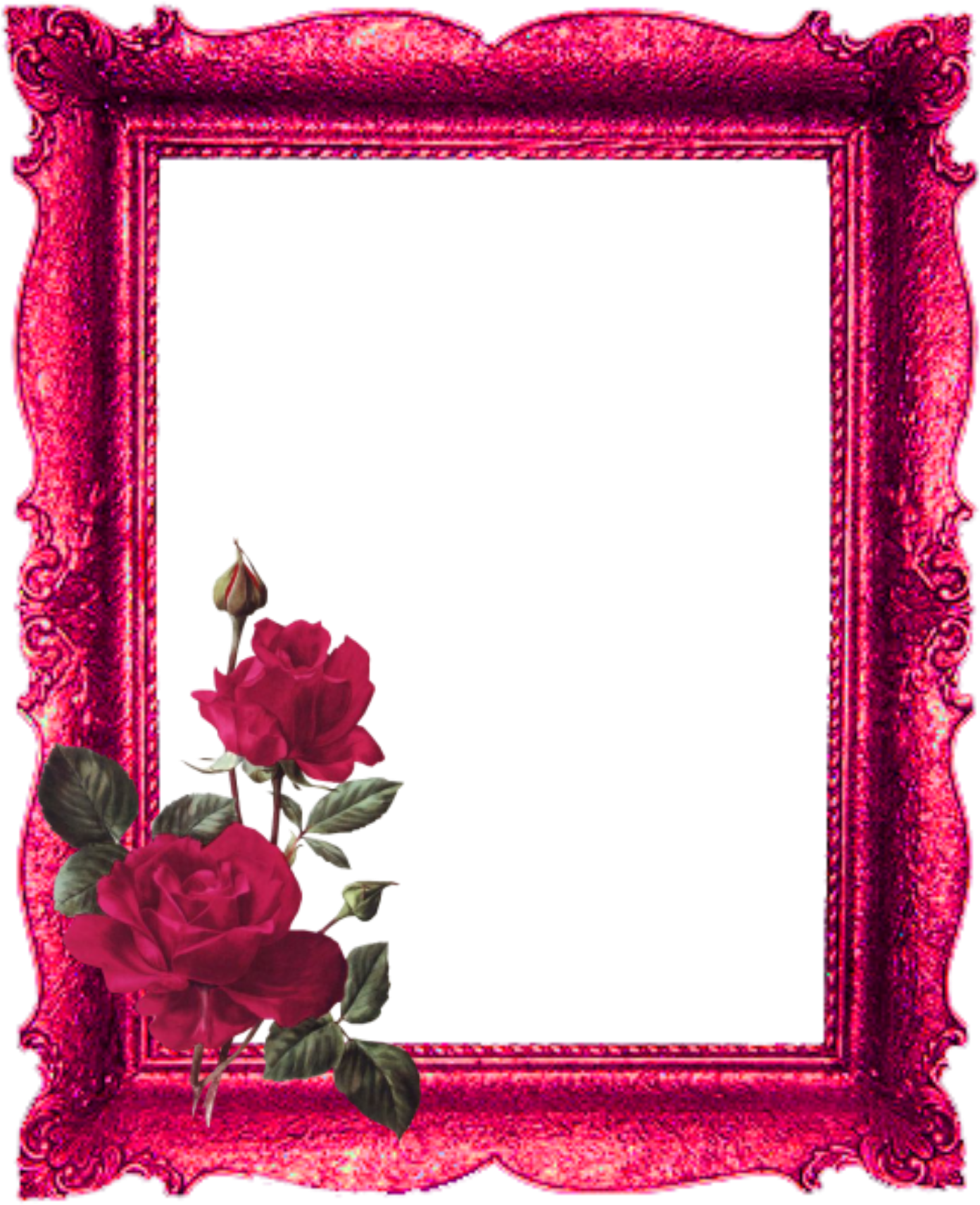 A Pink Frame With A Rose On It