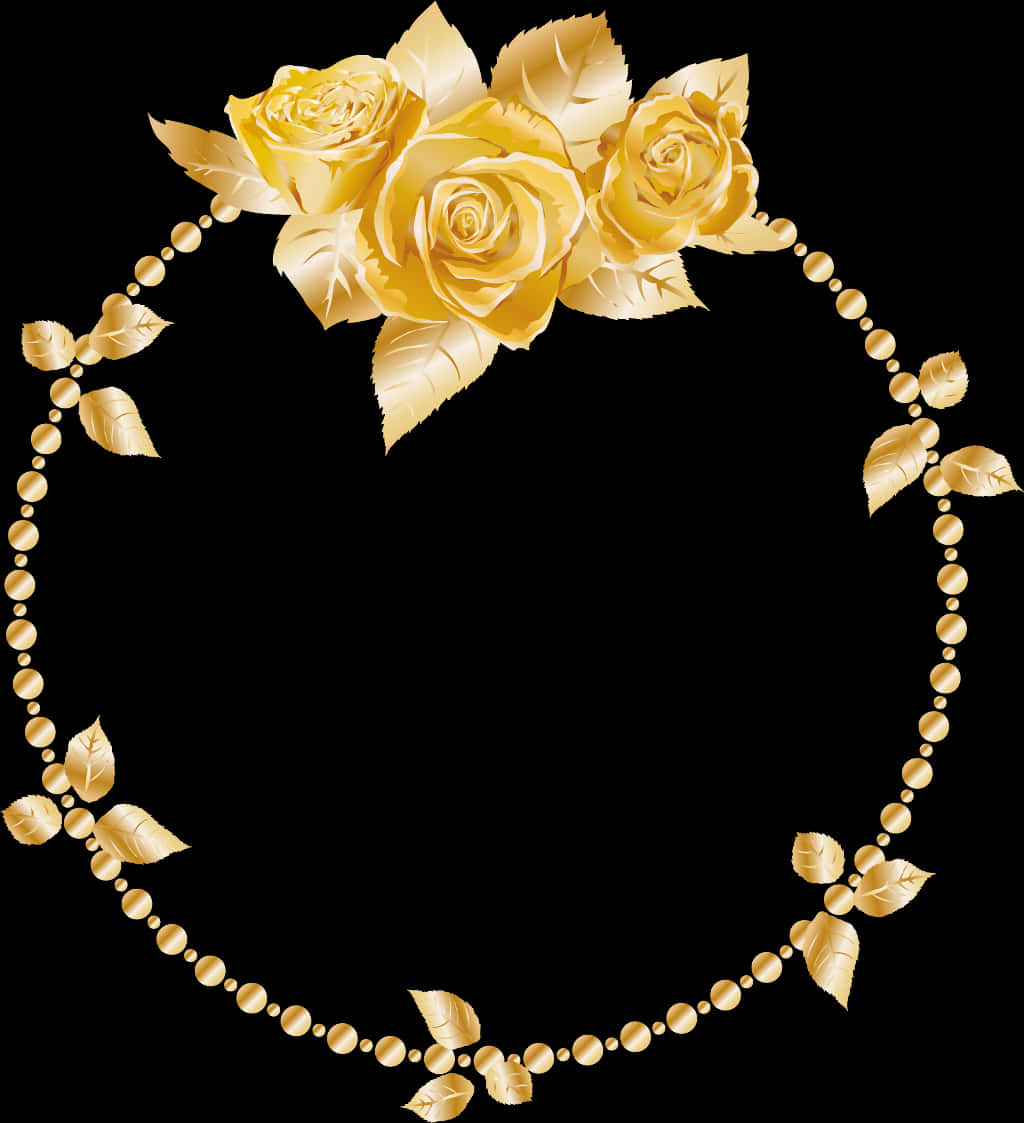 A Gold Roses And Leaves In A Circle