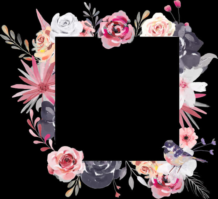 Rose Pink White Watercolor - Transparent Floral Frame Png, Png Download
