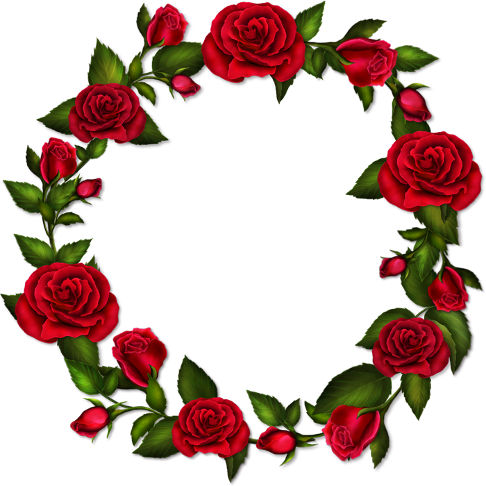 A Wreath Of Red Roses And Green Leaves