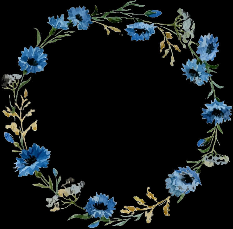 Round Blue Floral Png Clipart - Blue Floral Border Png, Transparent Png