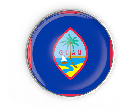 A Blue Circle With A Red And Blue Circle With A Palm Tree And A White Sailboat