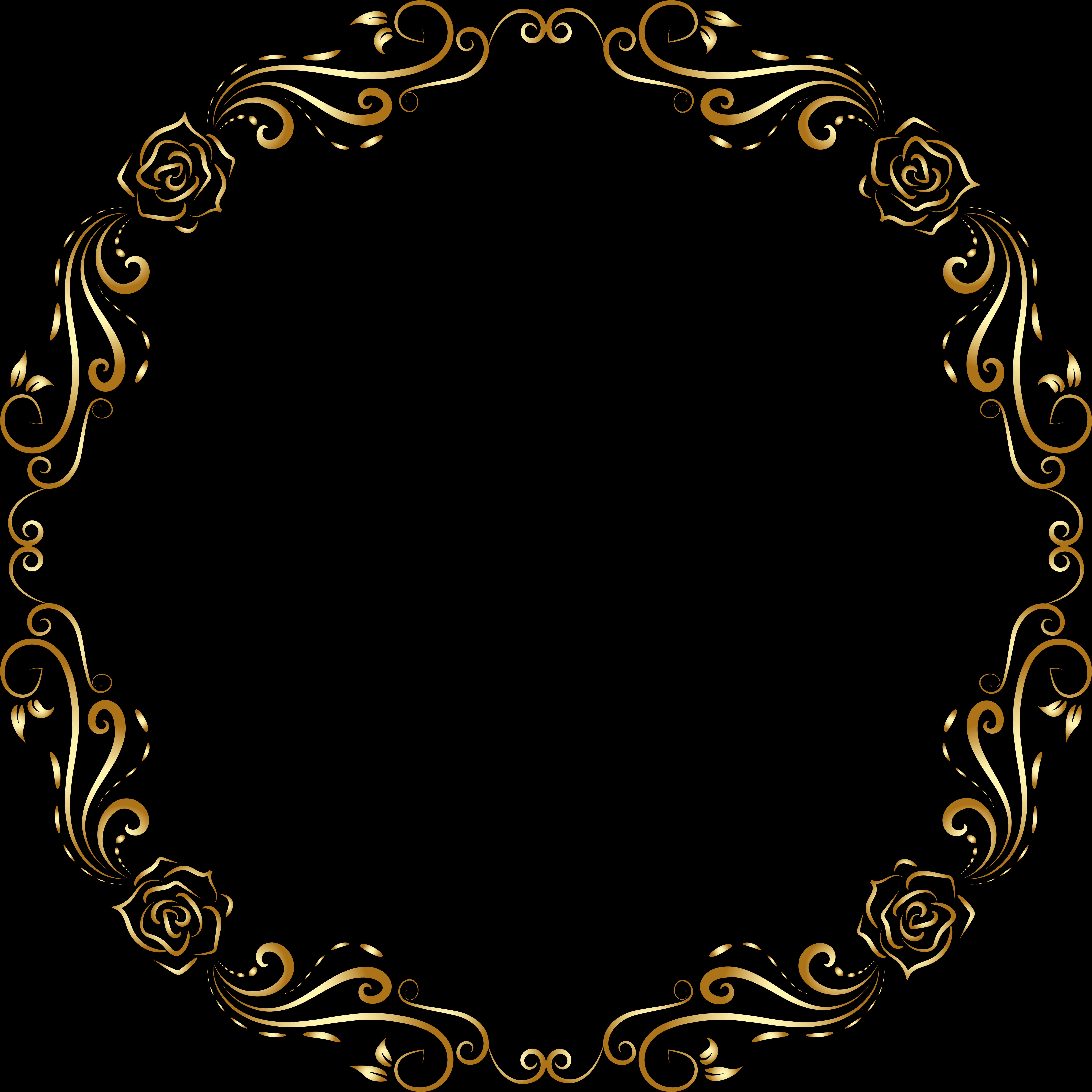 A Gold Floral Frame With Roses And Swirls