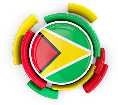 A Circular Flag With A Red Green Yellow And Black Triangle