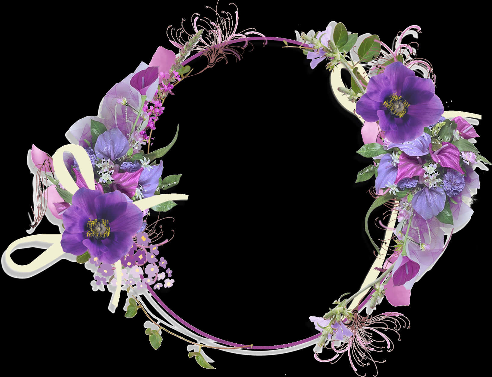 A Purple And White Floral Frame