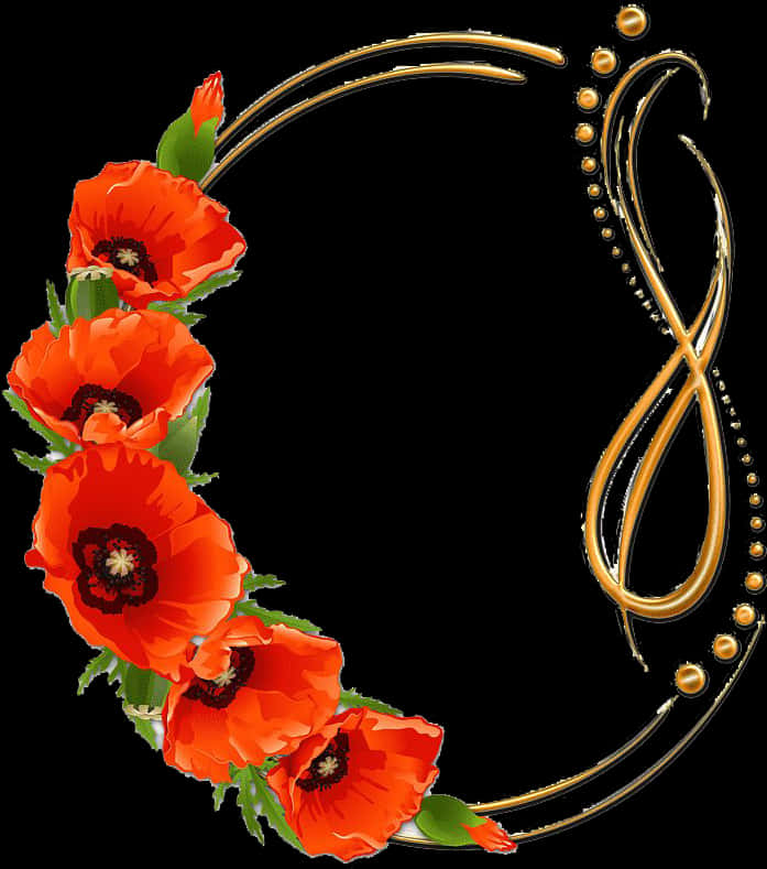 Round Poppy Flower Frame Png File - Picture Frame, Transparent Png