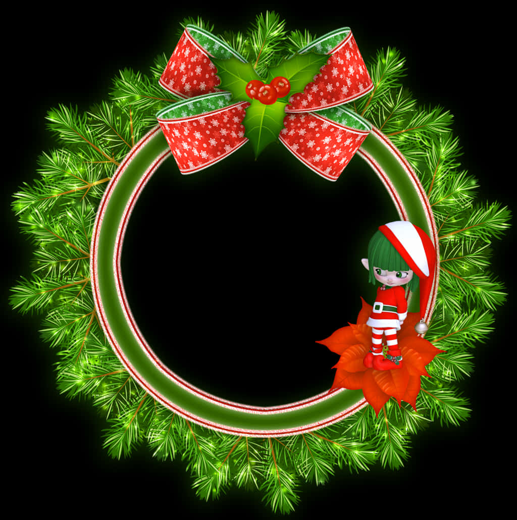 A Wreath With A Cartoon Elf On It
