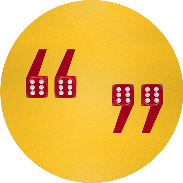 A Yellow Circle With Red Dice And White Dots